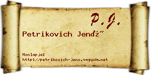 Petrikovich Jenő névjegykártya