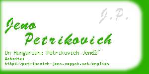 jeno petrikovich business card